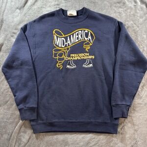 Vintage Figure Skating Sweatshirt Women's Small Blue Winter Olympics 90s USA VTG